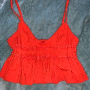 Bright Orange Ruffled Crop Top